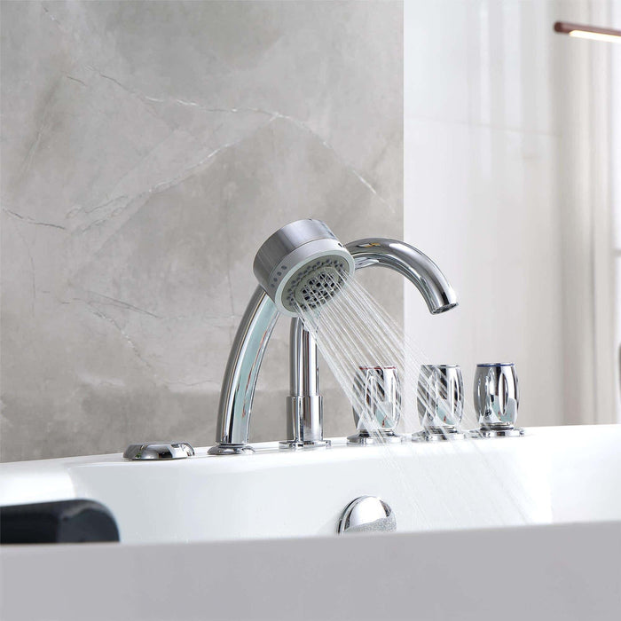 Empava 59 Inch Acrylic Freestanding Whirlpool Bathtub with Center Drain