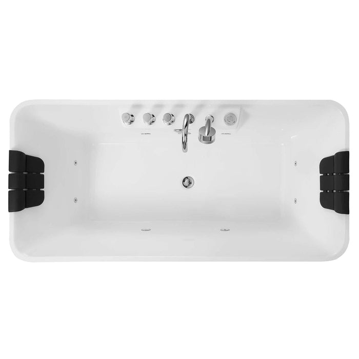 Empava 59 Inch Freestanding Rectangle Whirlpool Bathtub with Center Drain