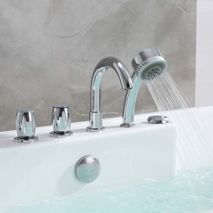 Empava 59 Inch Freestanding Rectangle Whirlpool Bathtub with Center Drain