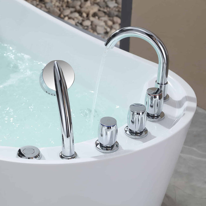 Empava 67 Inch Freestanding Whirlpool Tub with Faucet and Reversible Drain