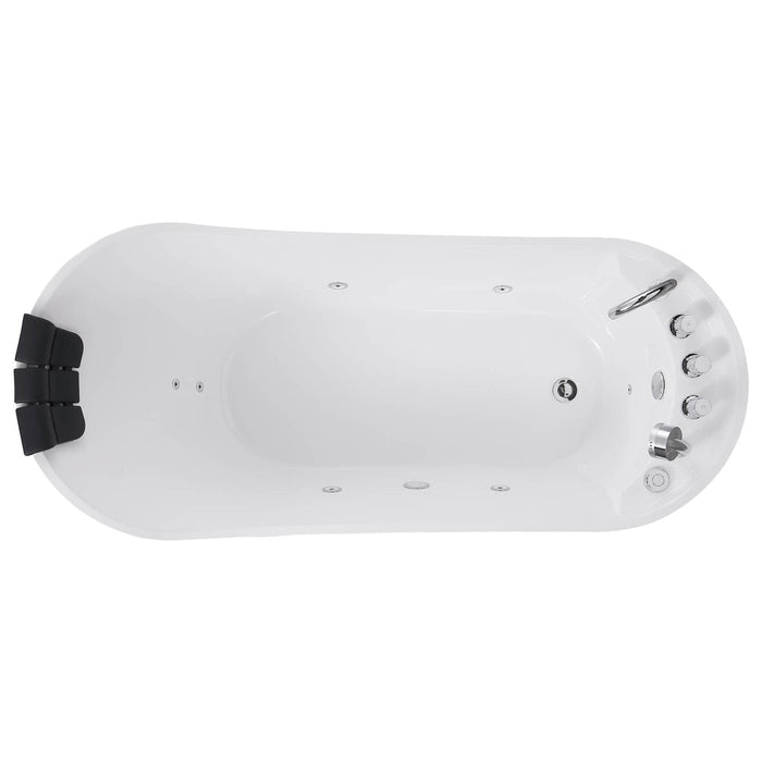 Empava 67 Inch Freestanding Whirlpool Tub with Faucet and Reversible Drain