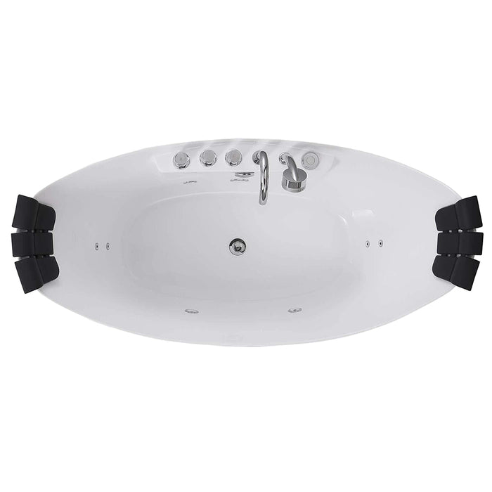 Empava 67 Inch Freestanding Boat-Shaped Whirlpool Bathtub with Center Drain
