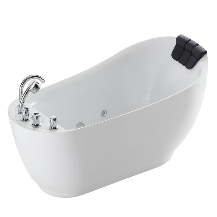 Empava 59 Inch Acrylic Freestanding Whirlpool Tub with Reversible Drain