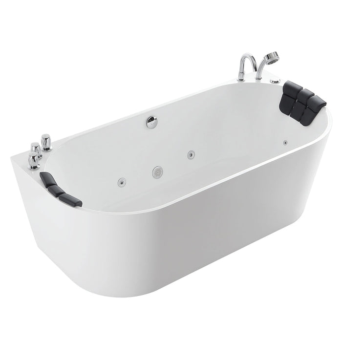 Empava 59 Inch Freestanding Hydro Massage Whirlpool Bathtub with Center Drain