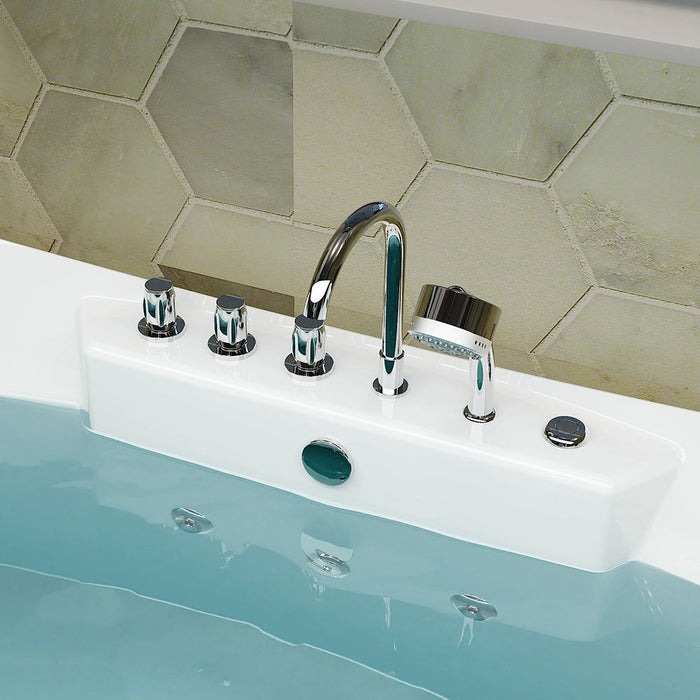 Empava 67 Inch Freestanding Boat-Shaped Whirlpool Bathtub with Center Drain