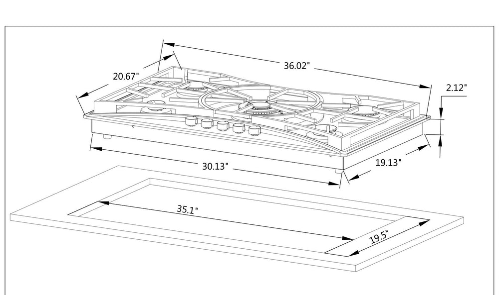 Empava EMPV-36GC22 36 Inch Built-In Gas Cooktop