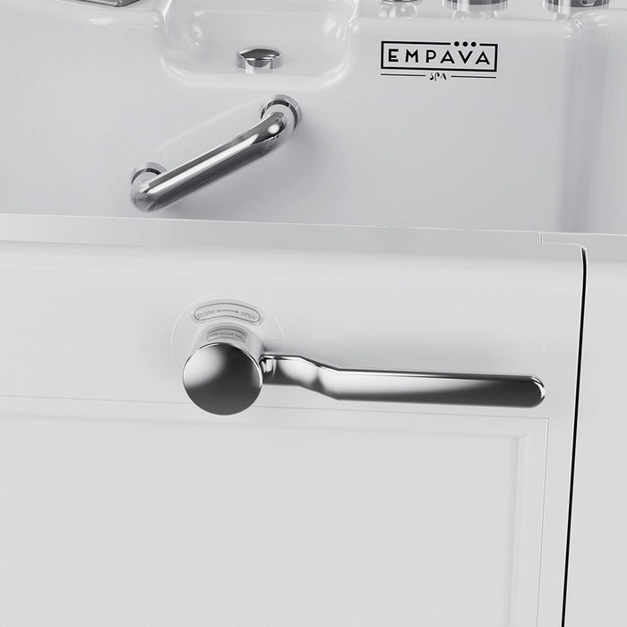 Empava 54 Inch Alcove Inline Heater Whirlpool Walk-In Tub 2.0 Upgraded with Right Drain