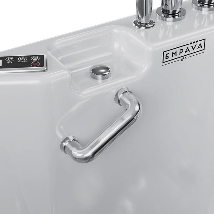 Empava 54 Inch Alcove Inline Heater Whirlpool Walk-In Tub 2.0 Upgraded with Right Drain