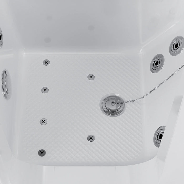 Empava 54 Inch Alcove Inline Heater Whirlpool Walk-In Tub 2.0 Upgraded with Right Drain