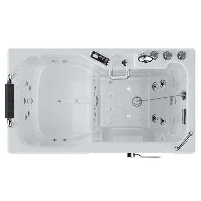 Empava 54 Inch Alcove Inline Heater Whirlpool Walk-In Tub 2.0 Upgraded with Right Drain