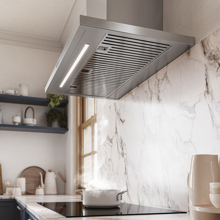 Falmec 30 Inch Vulcano Plus 600 CFM Wall Mount Range Hood Attached