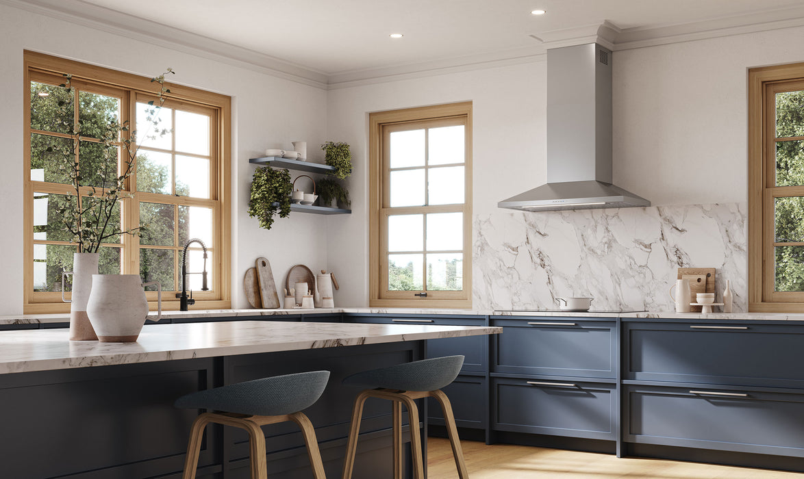 Falmec 30 Inch Vulcano Plus 600 CFM Wall Mount Range Hood Attached