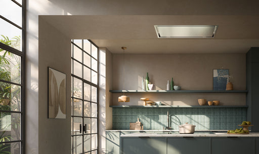 Falmec 36 Inch Nube Ceiling Mount White Range Hood Installed