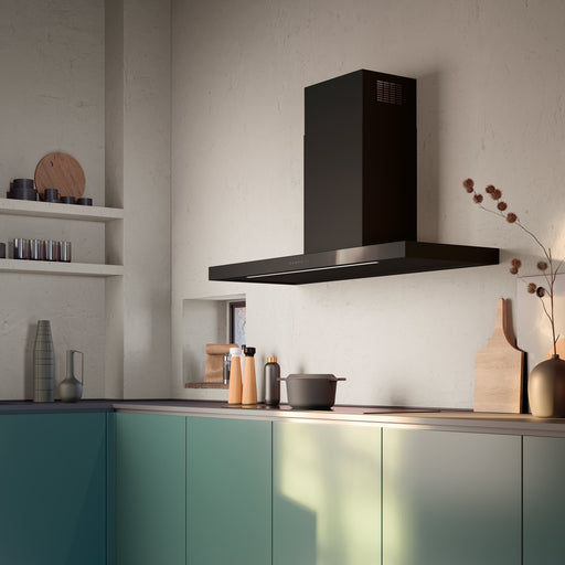 Falmec 36 Inch Plane NRS 600 CFM Wall Mount Matte Black Range Hood Installed