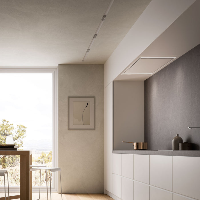 Falmec 36 Inch Stella Ceiling Mount White Range Hood Installed