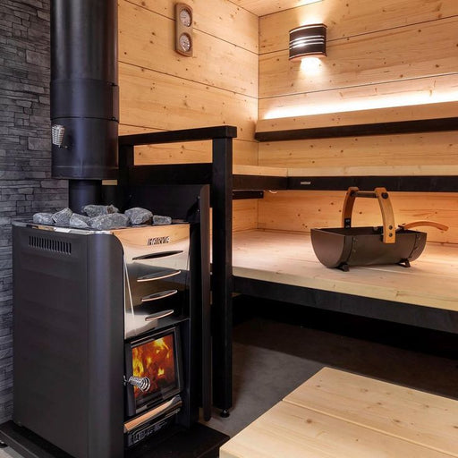 Harvia Pro Series 26 Wood Burning Sauna Stove Attached