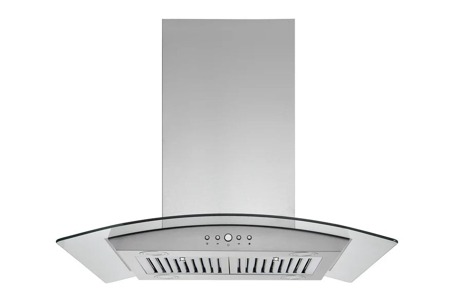 Hauslane 30 Inch Island Stainless Steel Range Hood with Tempered Glass Main