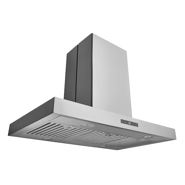 Hauslane 30 Inch Island T-Shaped Stainless Steel Range Hood Side