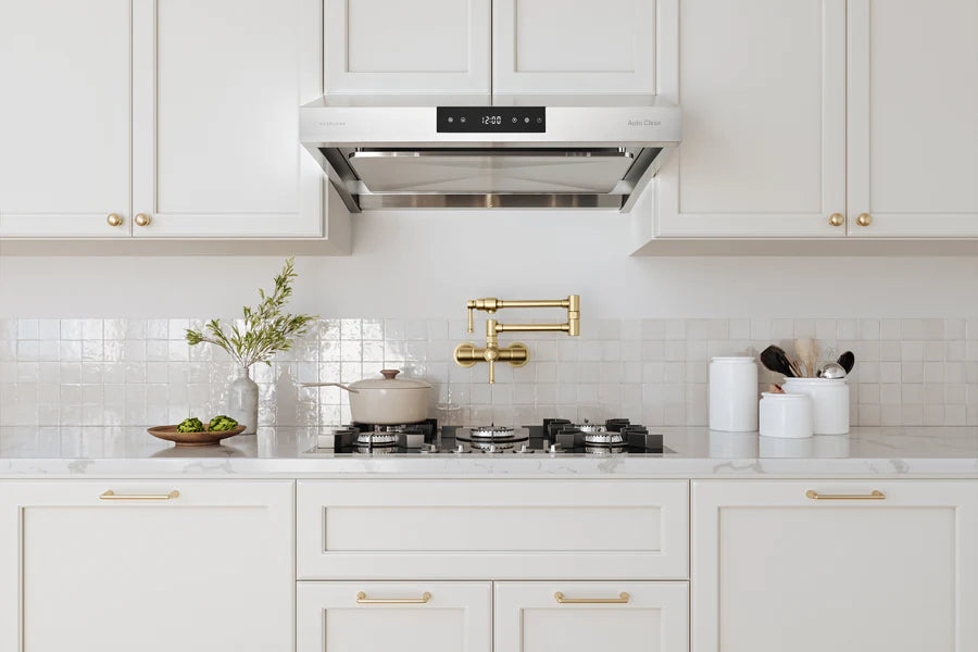 Hauslane 30 Inch Undercabinet Self-Clean Touch Control Stainless Steel Range Hood Installed