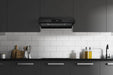 Hauslane 30 Inch Undercabinet Versa Vent Matte Black Range Hood with Stainless Steel Filters Installed