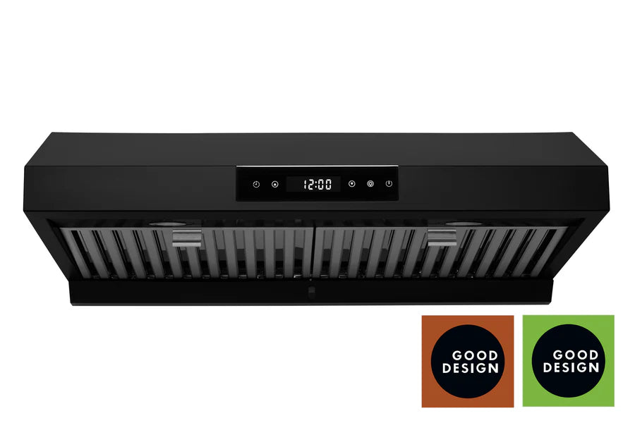 Hauslane 30 Inch Undercabinet Versa Vent Matte Black Range Hood with Stainless Steel Filters Main