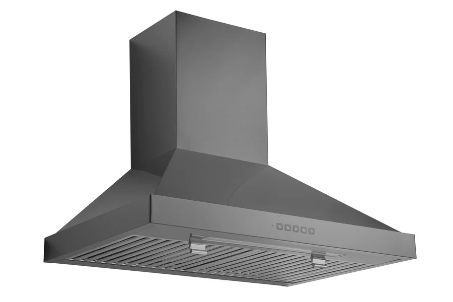 Hauslane 30 Inch Wall Mounted Black Stainless Steel Range Hood with Stainless Steel Filters Side