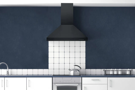 Hauslane 30 Inch Wall Mounted Matte Black Range Hood with Aluminum Mesh Filters Installed
