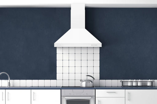 Hauslane 30 Inch Wall Mounted Matte White Range Hood with Aluminum Mesh Filters Installed