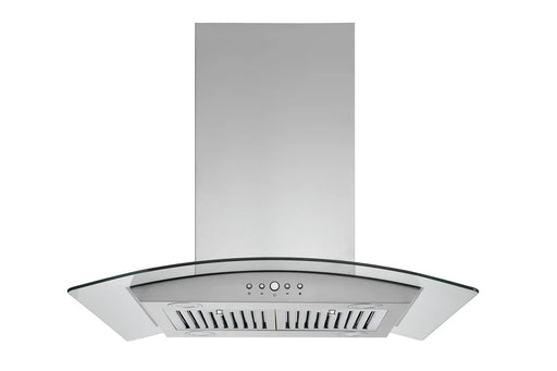 Hauslane 36 Inch Island Stainless Steel Range Hood with Tempered Glass Main