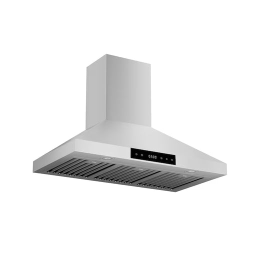 Hauslane 36 Inch Wall Mounted Touch Control Stainless Steel Range Hood with Stainless Steel Filters Side