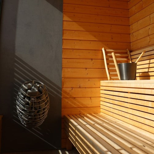 Huum DROP Series 9.0kW Sauna Heater Package with UKU WFi Glass Installed