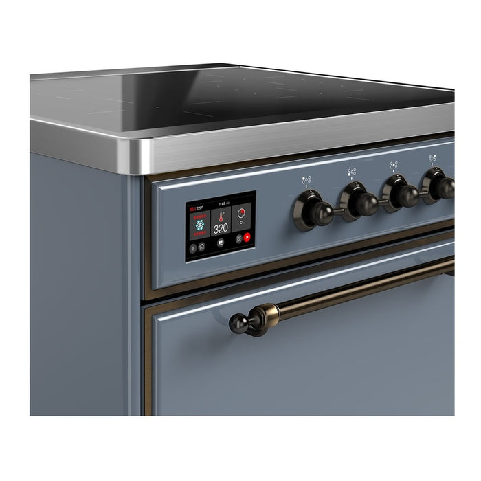 ILVE 30 Inch Majestic III Blue Grey Induction with 4 Elements and 4 Cu. Ft. Oven Capacity in Solid Door Side