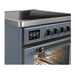 ILVE 30 Inch Majestic III Blue Grey Induction with with 4 Elements and 4 Cu. Ft. Oven Capacity in Triple Glass Door Side