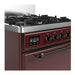 ILVE 30 Inch Majestic III Burgundy Dual Fuel Range with 5 Black Brass Burners, Dual Function Burner up to 25,000 BTU in Solid Door Side