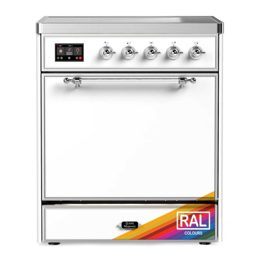 ILVE 30 Inch Majestic III Custom Color (RAL) Induction with 4 Elements and 4 Cu. Ft. Oven Capacity in Solid Door Chrome