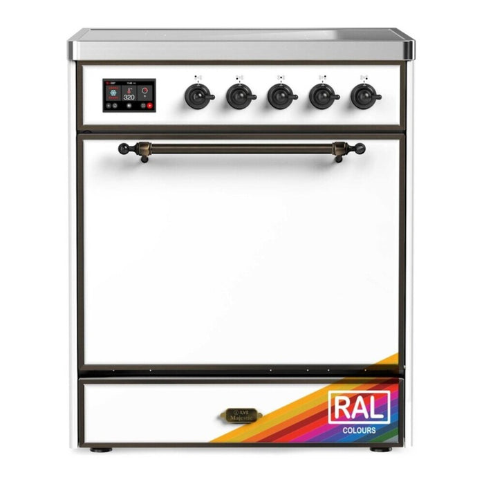 ILVE 30 Inch Majestic III Custom Color (RAL) Induction with 4 Elements and 4 Cu. Ft. Oven Capacity in Solid Door Burnished