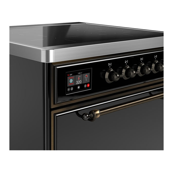 ILVE 30 Inch Majestic III Glossy Black Induction with 4 Elements and 4 Cu. Ft. Oven Capacity in Solid Door Side