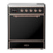 ILVE 30 Inch Majestic III Glossy Black Induction with 4 Elements and 4 Cu. Ft. Oven Capacity in Solid Door Copper