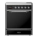 ILVE 30 Inch Majestic III Glossy Black Induction with 4 Elements and 4 Cu. Ft. Oven Capacity in Solid Door Chrome