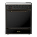 ILVE 30 Inch Majestic III Glossy Black Induction with 4 Elements and 4 Cu. Ft. Oven Capacity in Solid Door Burnished
