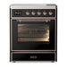 ILVE 30 Inch Majestic III Glossy Black Induction with with 4 Elements and 4 Cu. Ft. Oven Capacity in Triple Glass Door Copper