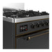 ILVE 30 Inch Majestic III Matte Graphite Dual Fuel Range with 5 Black Brass Burners, Dual Function Burner up to 25,000 BTU in Solid Door Side