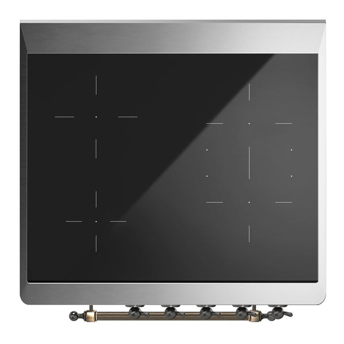 ILVE 30 Inch Majestic III Matte Graphite Induction with 4 Elements and 4 Cu. Ft. Oven Capacity in Triple Glass Door Cooktop