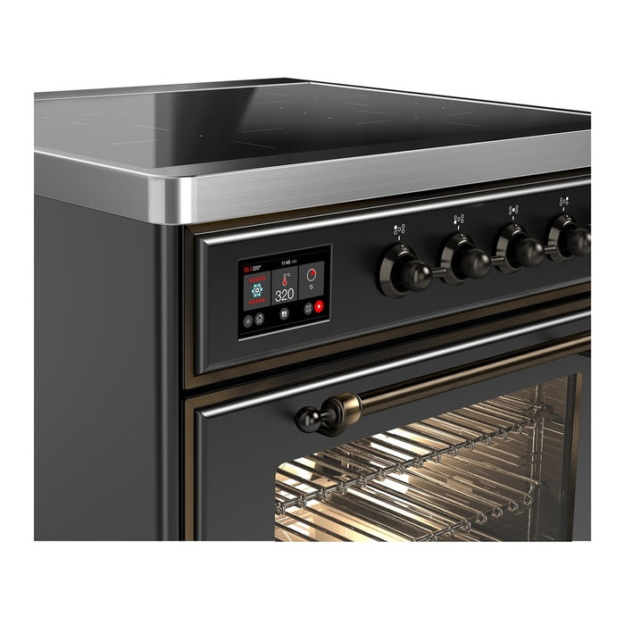 ILVE 30 Inch Majestic III Matte Graphite Induction with 4 Elements and 4 Cu. Ft. Oven Capacity in Triple Glass Door Side