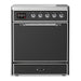 ILVE 30 Inch Majestic III Matte Graphite Induction with 4 Elements and 4 Cu. Ft. Oven Capacity in Solid Door Chrome