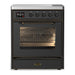 ILVE 30 Inch Majestic III Matte Graphite Induction with 4 Elements and 4 Cu. Ft. Oven Capacity in Triple Glass Door Burnished
