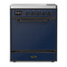 ILVE 30 Inch Majestic III Midnight Blue Induction with 4 Elements and 4 Cu. Ft. Oven Capacity in Solid Door Burnished