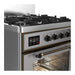 ILVE 30 Inch Majestic III Stainless Steel Dual Fuel Range with 5 Black Brass Burners, Dual Function Burner up to 25,000 BTU in Triple Glass Door Side