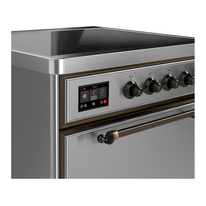 ILVE 30 Inch Majestic III Stainless Steel Induction with 4 Elements and 4 Cu. Ft. Oven Capacity in Solid Door Side