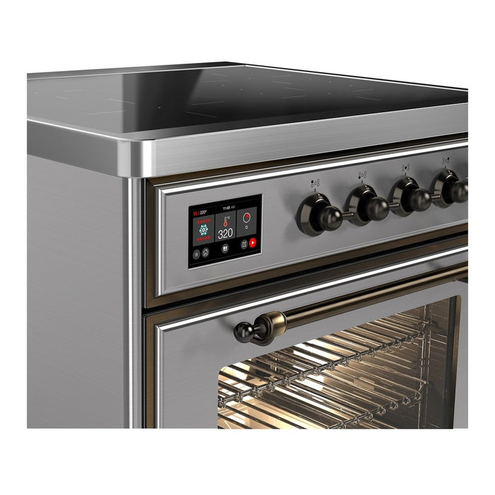 ILVE 30 Inch Majestic III Stainless Steel Induction with 4 Elements and 4 Cu. Ft. Oven Capacity in Triple Glass Door Side